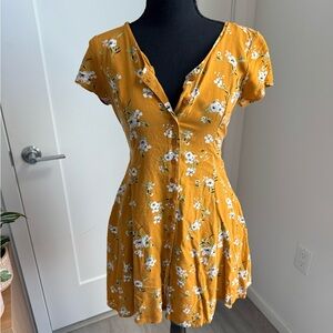 Floral Mustard Yellow Dress